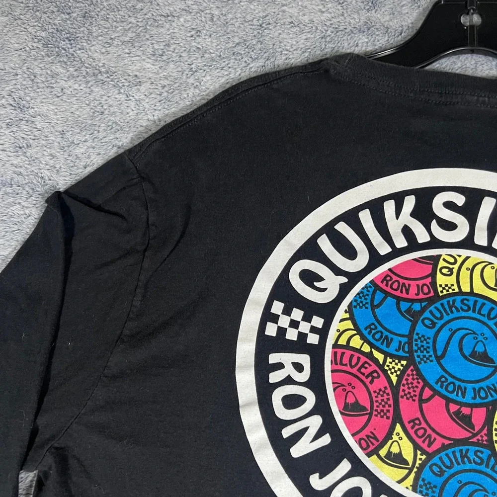 Quiksilver Ron Jon Surf Shop Long Sleeve T-Shirt Mens XL Black‎ Premium Fit Logo